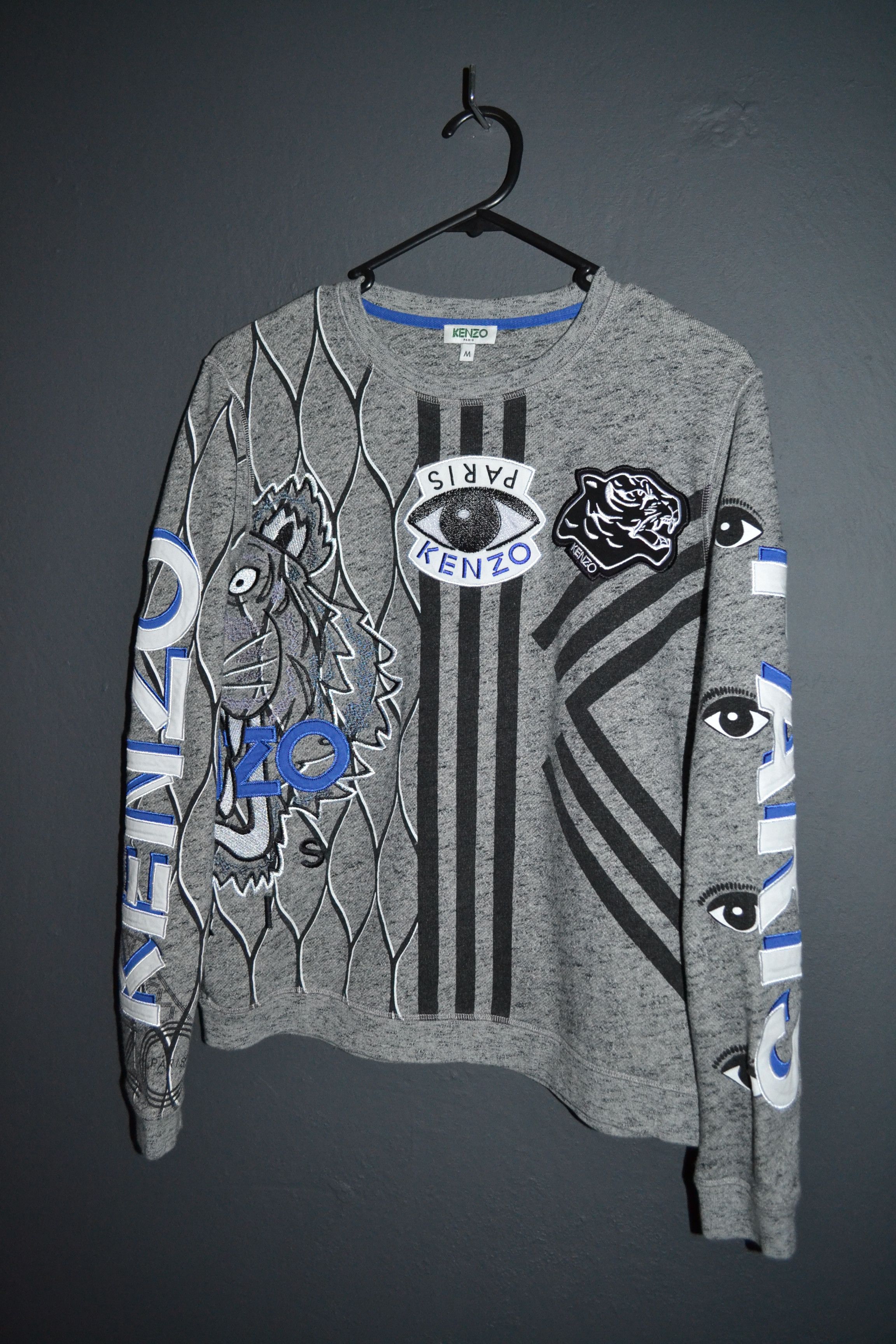 Kenzo Kenzo Grey Multi Icon Embroidered Logo Applique Sweatshirt M Size US M / EU 48-50 / 2 - 2 Thumbnail