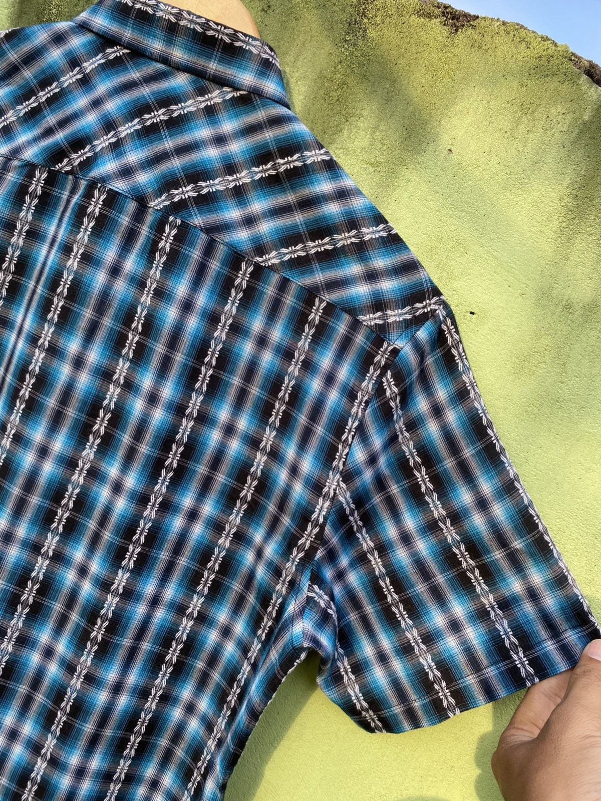 Mind Games Mind Games Vintage Mad Season Blue Plaid Short Sleeve Shirt Size US XL / EU 56 / 4 - 11 Thumbnail