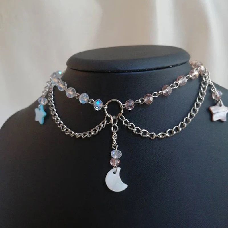 Jewelry Handmade Beaded Moon Necklace Size ONE SIZE - 2 Thumbnail
