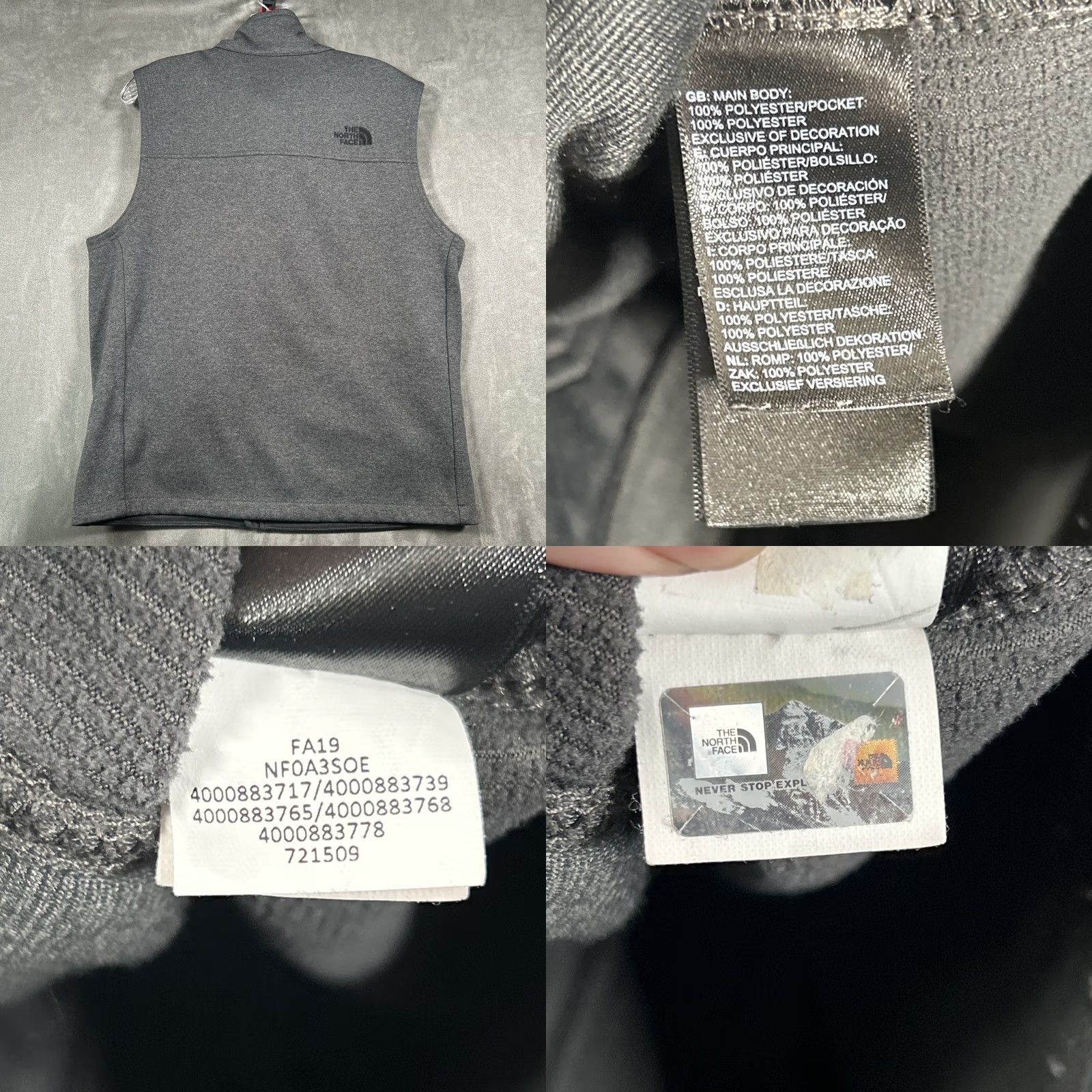 The North Face The North Face Apex Canyonwall Windwall Vest Mens M Gray Full Zip Pockets Size US M / EU 48-50 / 2 - 8 Thumbnail
