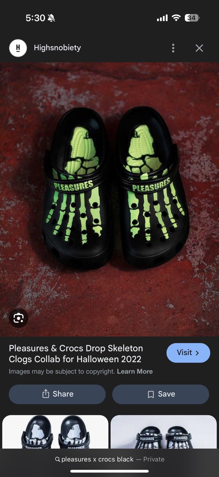 Crocs x Pleasures GLOW IN THE DARK slip ons - Main Image