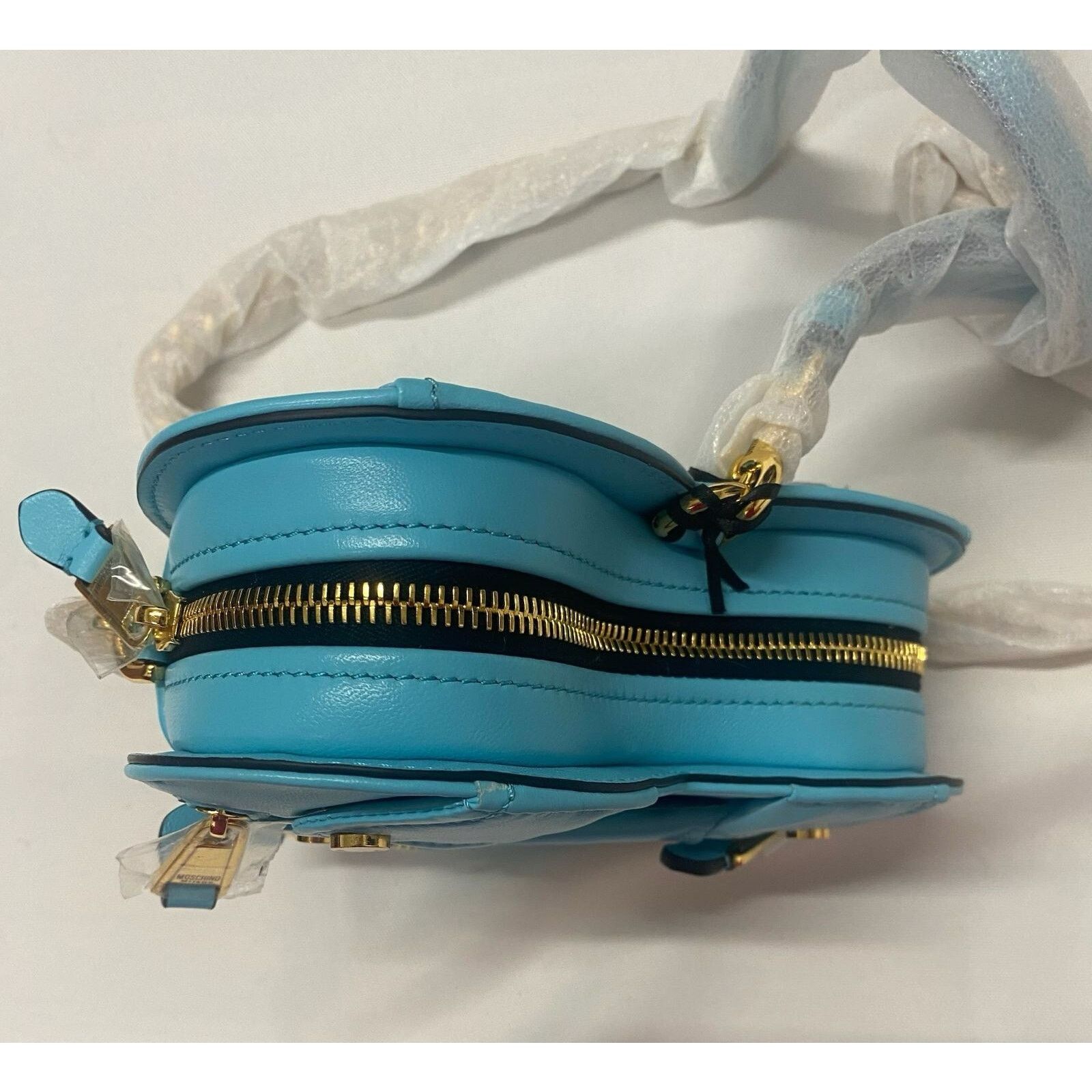 Moschino SS22 MOSCHINO Couture Jeremy Scott Turquoise Heart Biker Bag Size ONE SIZE - 11 Thumbnail