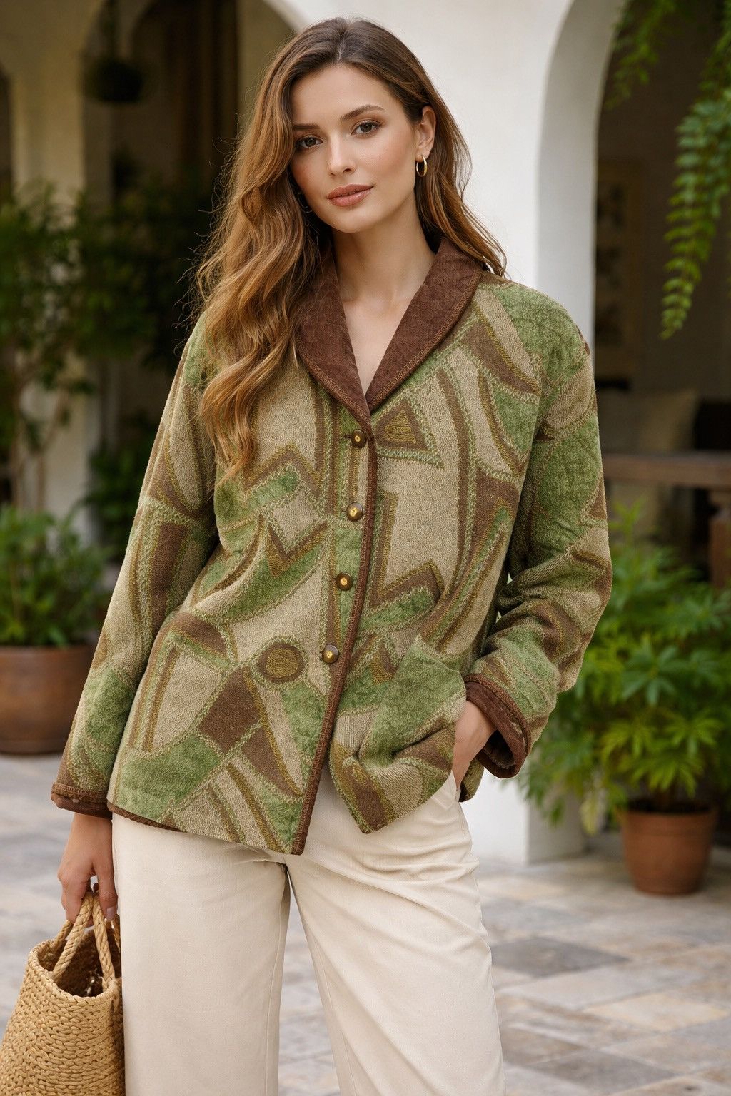Japanese Brand Vintage En Lain “For High Style Abstract Pattern Wool Jacket Size L / US 10 / IT 46 - 3 Thumbnail