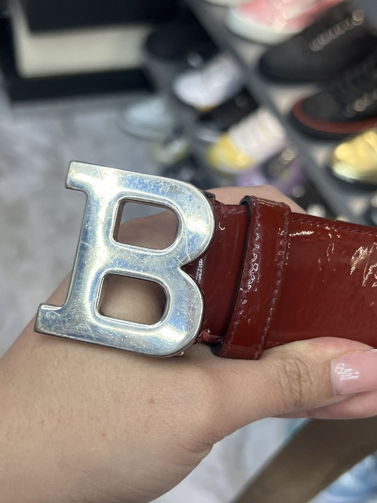 Bally Bally Belt with Silver Tone “B” Buckle Size 38 - 4 Thumbnail