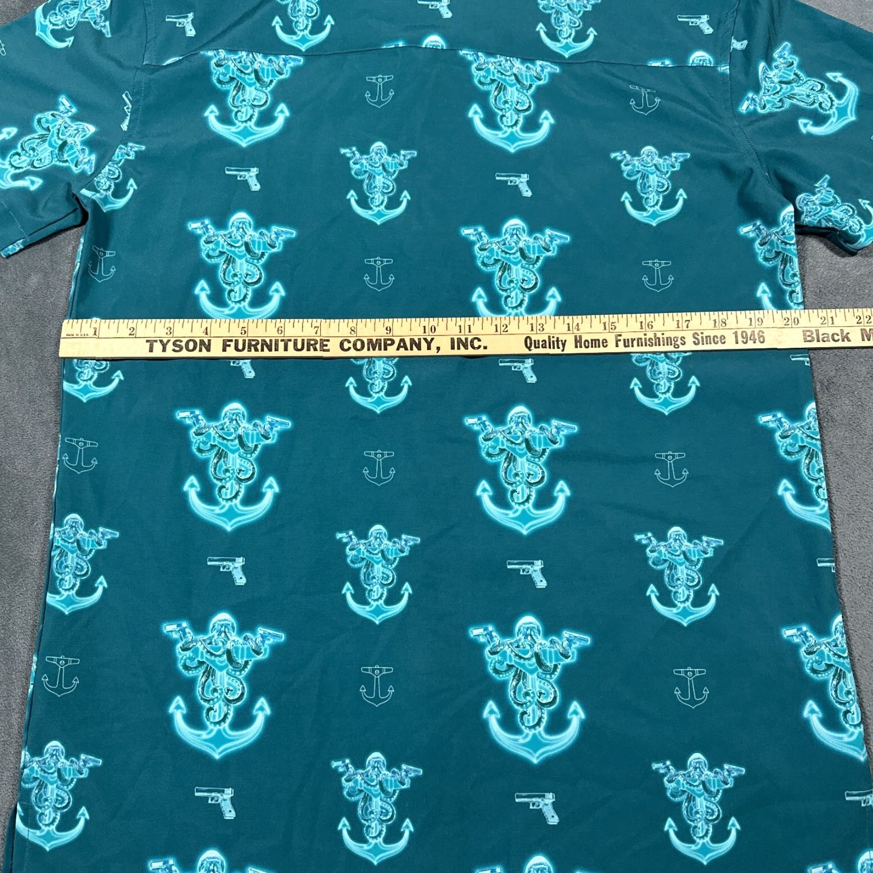 Etro Retro Rifle Button Up Shirt Mens M Green Navy Graphic Print Hawaiian Octopus Army Beach Military 90s? Size US M / EU 48-50 / 2 - 7 Thumbnail