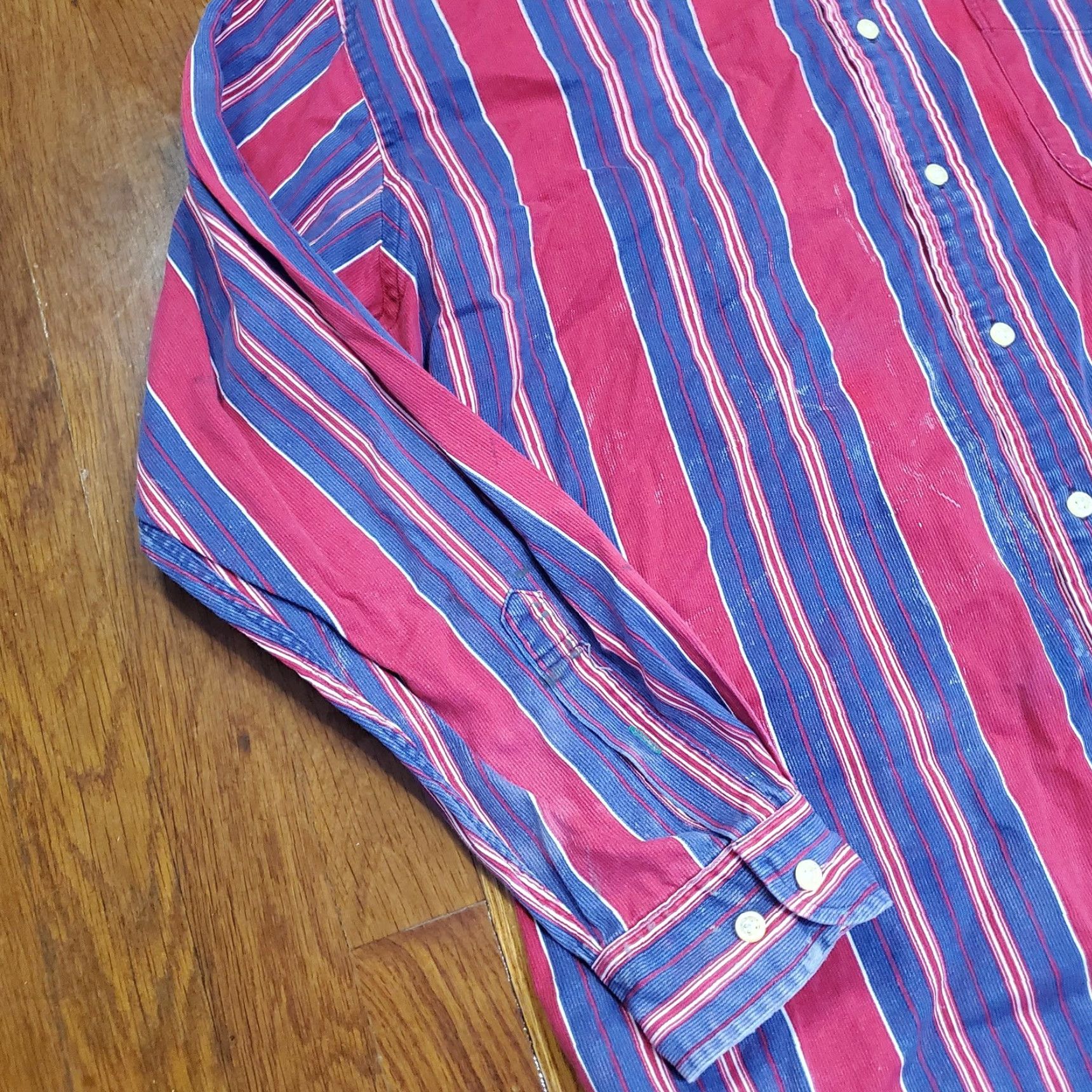 Tommy Hilfiger VINTAGE Tommy Hilfiger Shirt Mens L Red Corduroy Stripe Button-Down Size US L / EU 52-54 / 3 - 2 Thumbnail