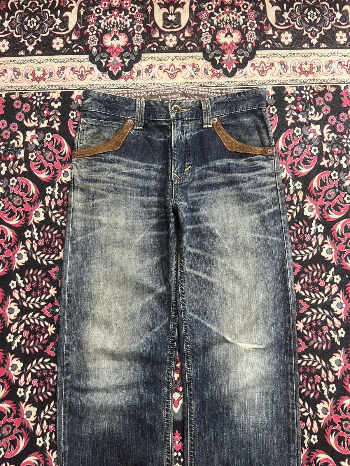 Edwin ⚡️Distressed⚡️Vintage Edwin XVS Blue Faded Washed Loose Jeans Size US 30 / EU 46 - 3 Thumbnail