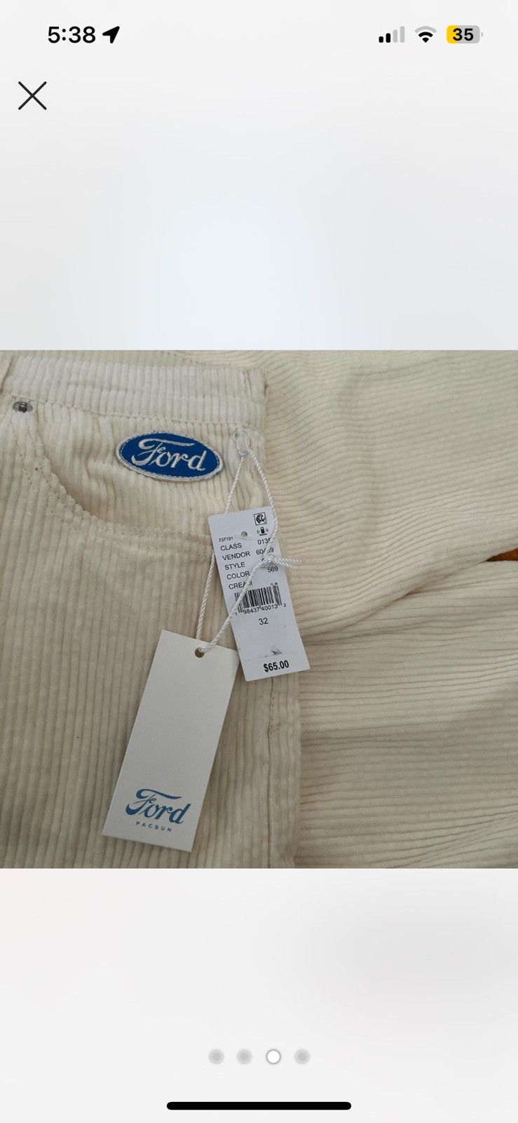 Pacsun Ford x Pacsun Corduroy Creamp Pants Size US 32 / EU 48 - 3 Thumbnail