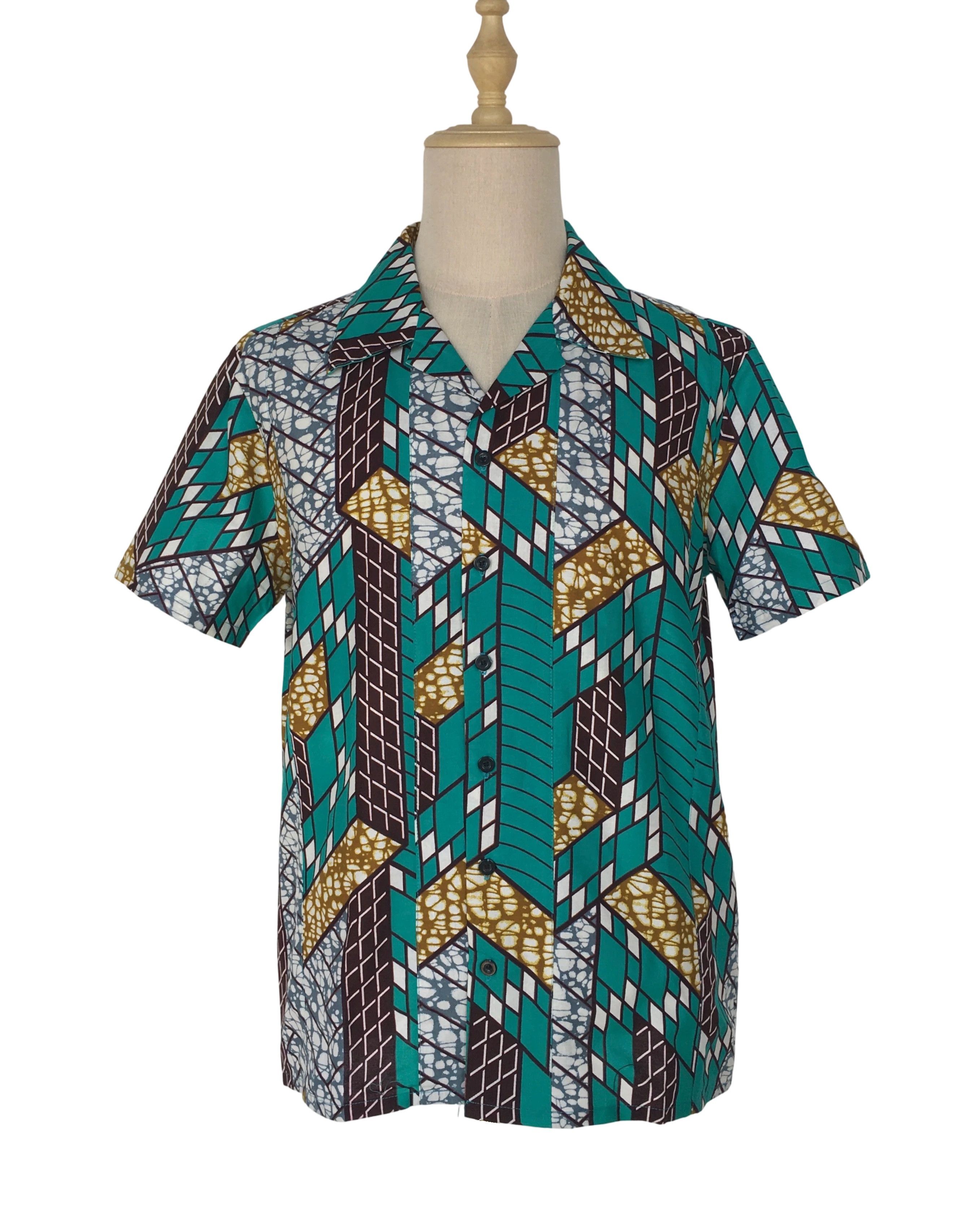 Other African Wax Print Men Shirt Short Sleeves Summer Size US M / EU 48-50 / 2 - 1 Thumbnail