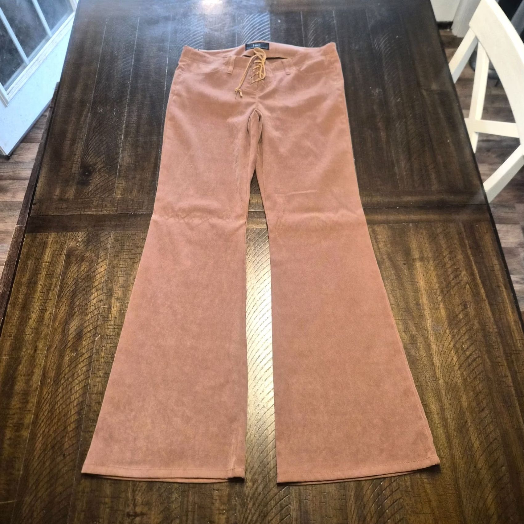 Vintage VINTAGE LEI Y2K Women’s Juniors Brown Lace Up Flare Pants Size 13 Stretch G132 Pants Mens?? Size 34" / US 12 / IT 48 - 2 Thumbnail