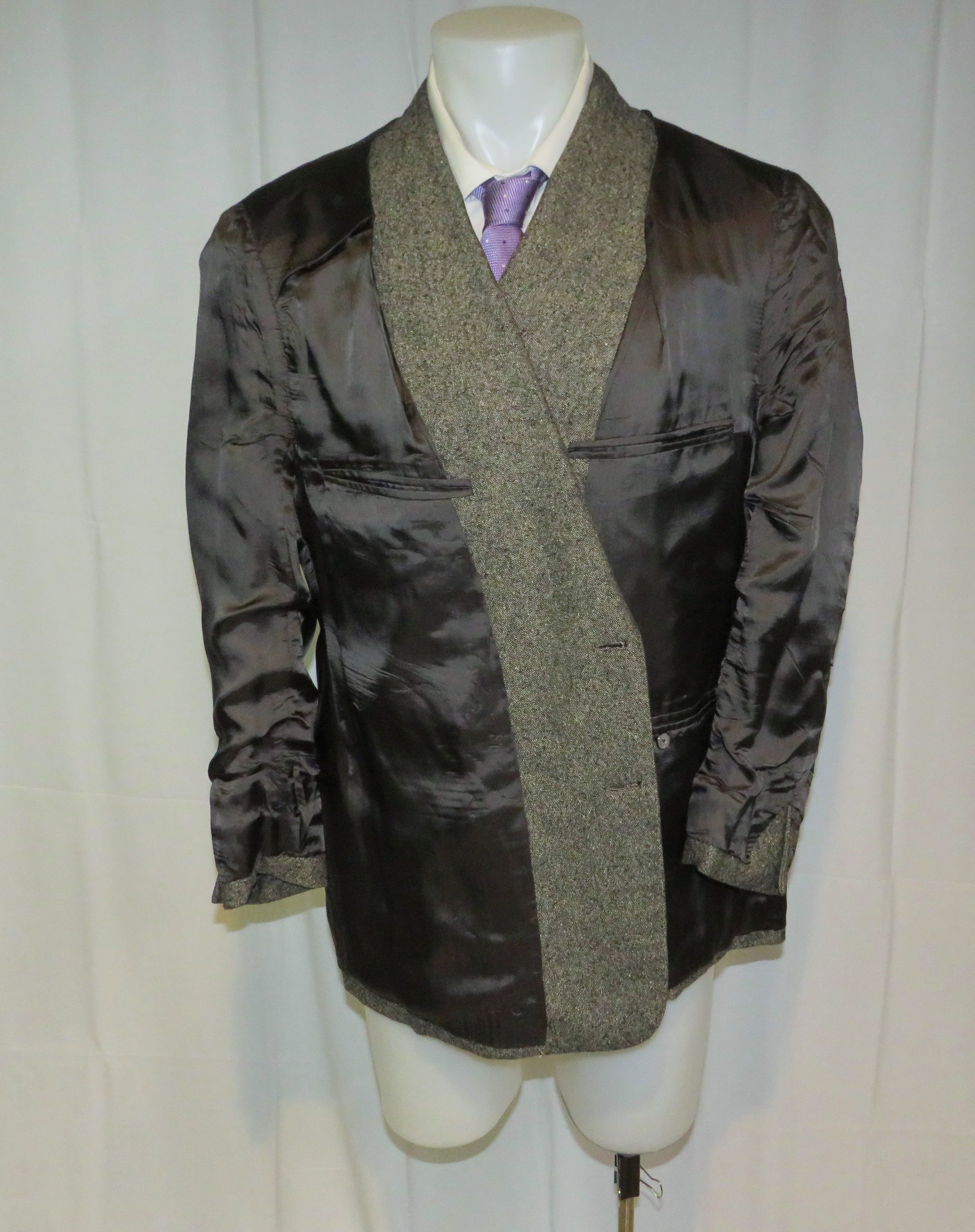 Henry Poole × Savile Row Bespoke Gray Donegal Tweed Two Button Sport Coat 46R Size 46R - 13 Thumbnail