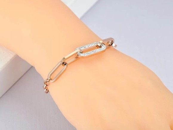 Other Stainless Steel CZ Crystal Chain Bracelet (G) Size ONE SIZE - 2 Thumbnail