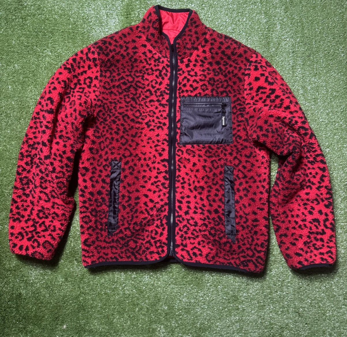 Supreme 2017 Supreme Leopard Fleece Reversible Jacket Size US M / EU 48-50 / 2 - 1 Thumbnail