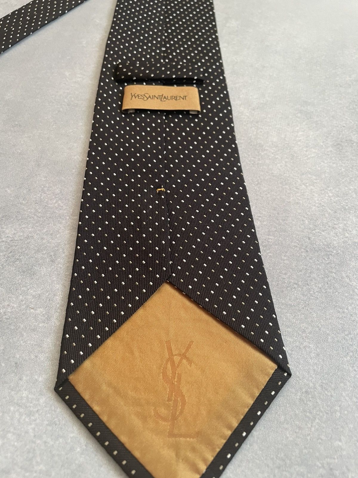 Yves Saint Laurent Yves Saint Laurent Black Polka Dot Silk Neck Tie Size ONE SIZE - 5 Thumbnail