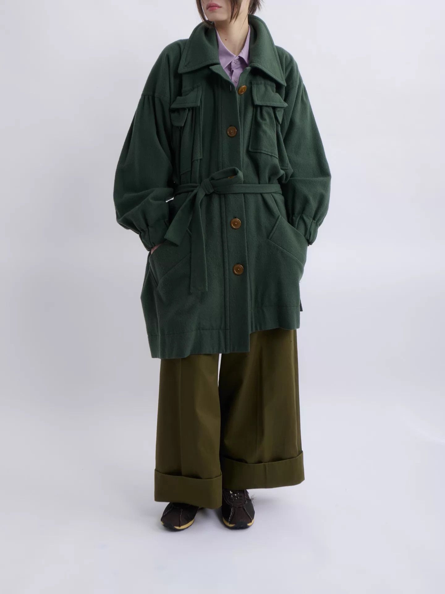 Vivienne Westwood VIVIENNE WESTWOOD 90s RL Dark Green Wool Belted Jacket Size XS / US 0-2 / IT 36-38 - 1 Thumbnail