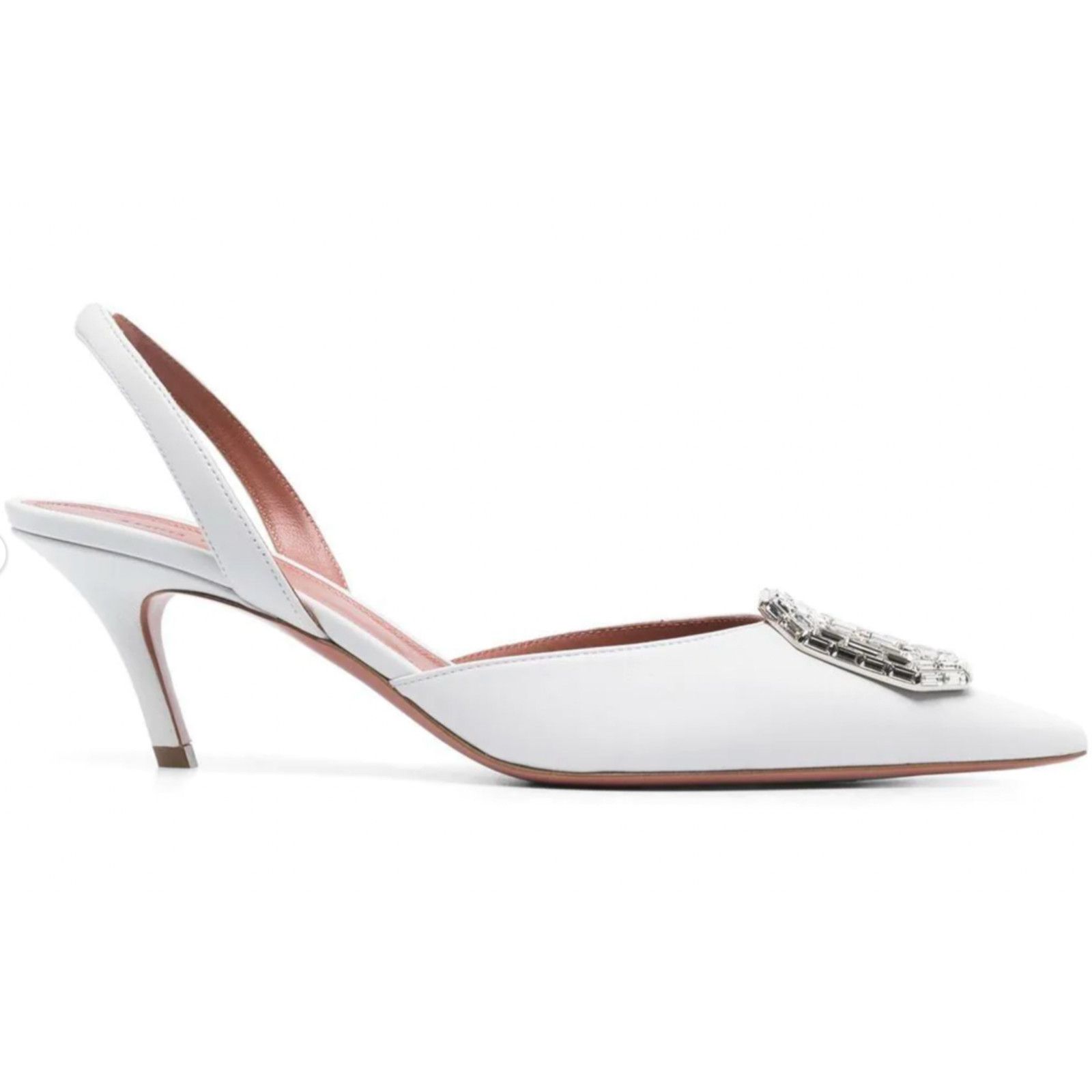 Amina Muaddi Camelia Sling 60 Leather Crystal Slingback Low Heel Pump 40 Size US 10 / IT 40 - 1 Thumbnail