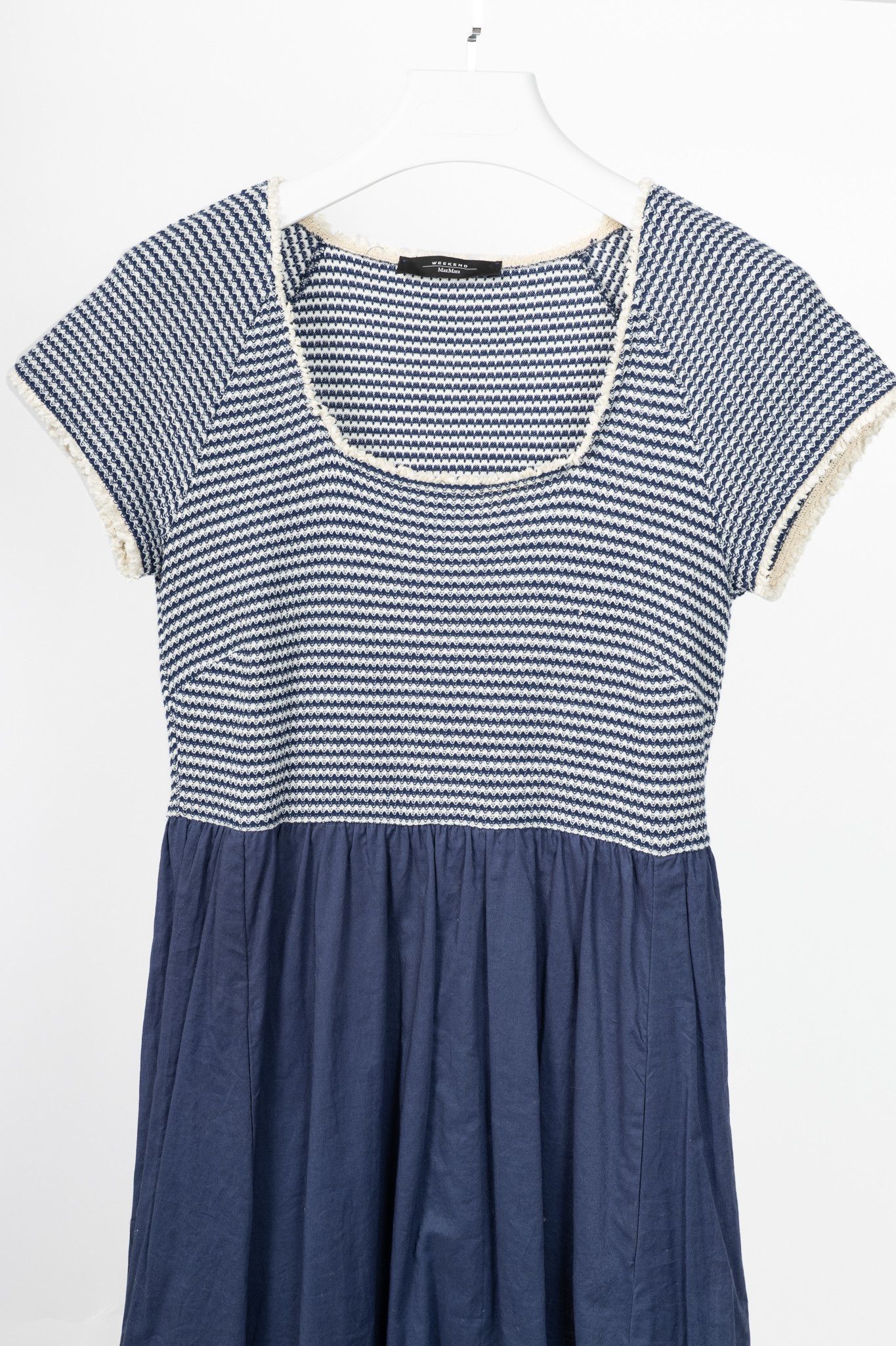 Weekend Max Mara Weekend Max Mara Parole Blue Cotton Knit & Poplin Midi Dress Size M / US 6-8 / IT 42-44 - 3 Thumbnail