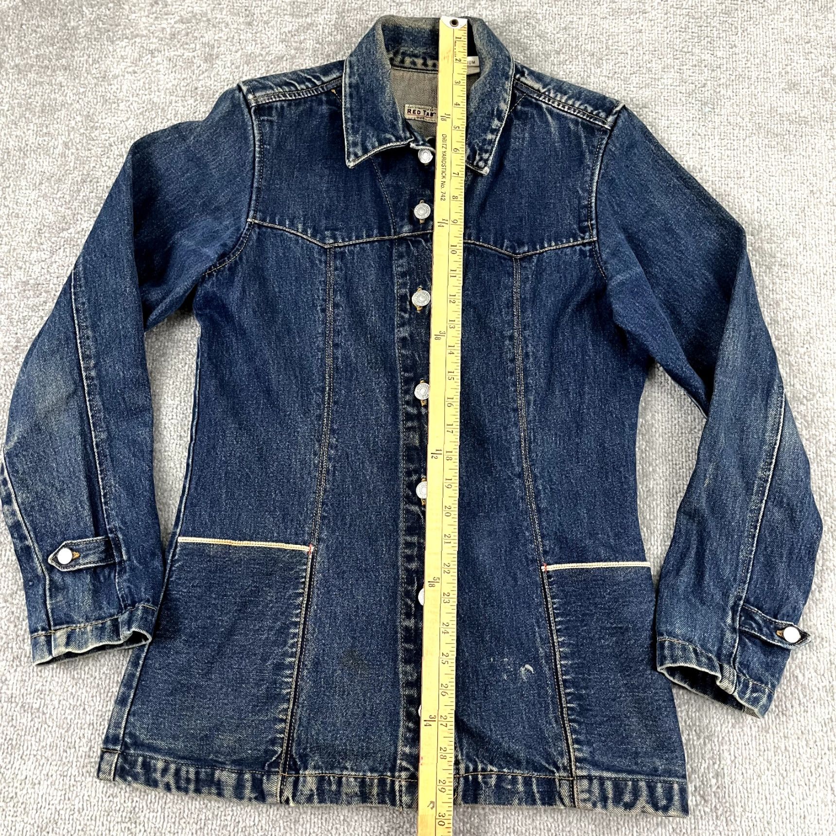 Levi's VINTAGE Levi Strauss Jacket Womens M Blue Denim Red Tab Lot 53 Selvedge Y2K RED Blue Denim Classic 80s 90s Retro Womens Jacket Size M / US 6-8 / IT 42-44 - 5 Thumbnail
