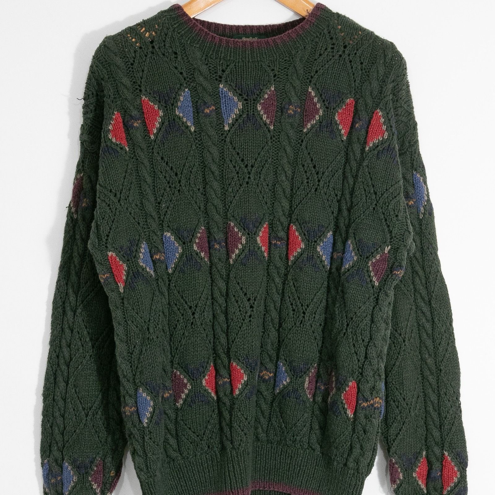 Vintage Vintage 90s Cable Knit Cotton Sweater Mens Large - Retro Size US L / EU 52-54 / 3 - 2 Thumbnail
