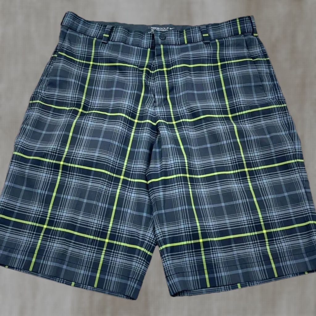 Nike Nike Chino Shorts Men 35 Gray Dri Fit Tour Performance Tartan Plaid Stretch Short Size US 35 - 1 Thumbnail