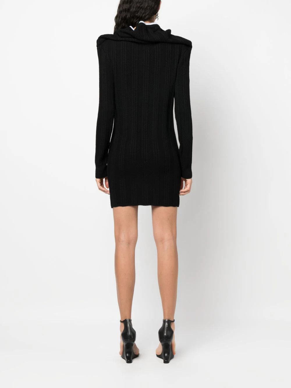 Y/Project o1s22i1n0924 Merino Necklace Wool Dress in Black Size S / US 4 / IT 40 - 4 Thumbnail