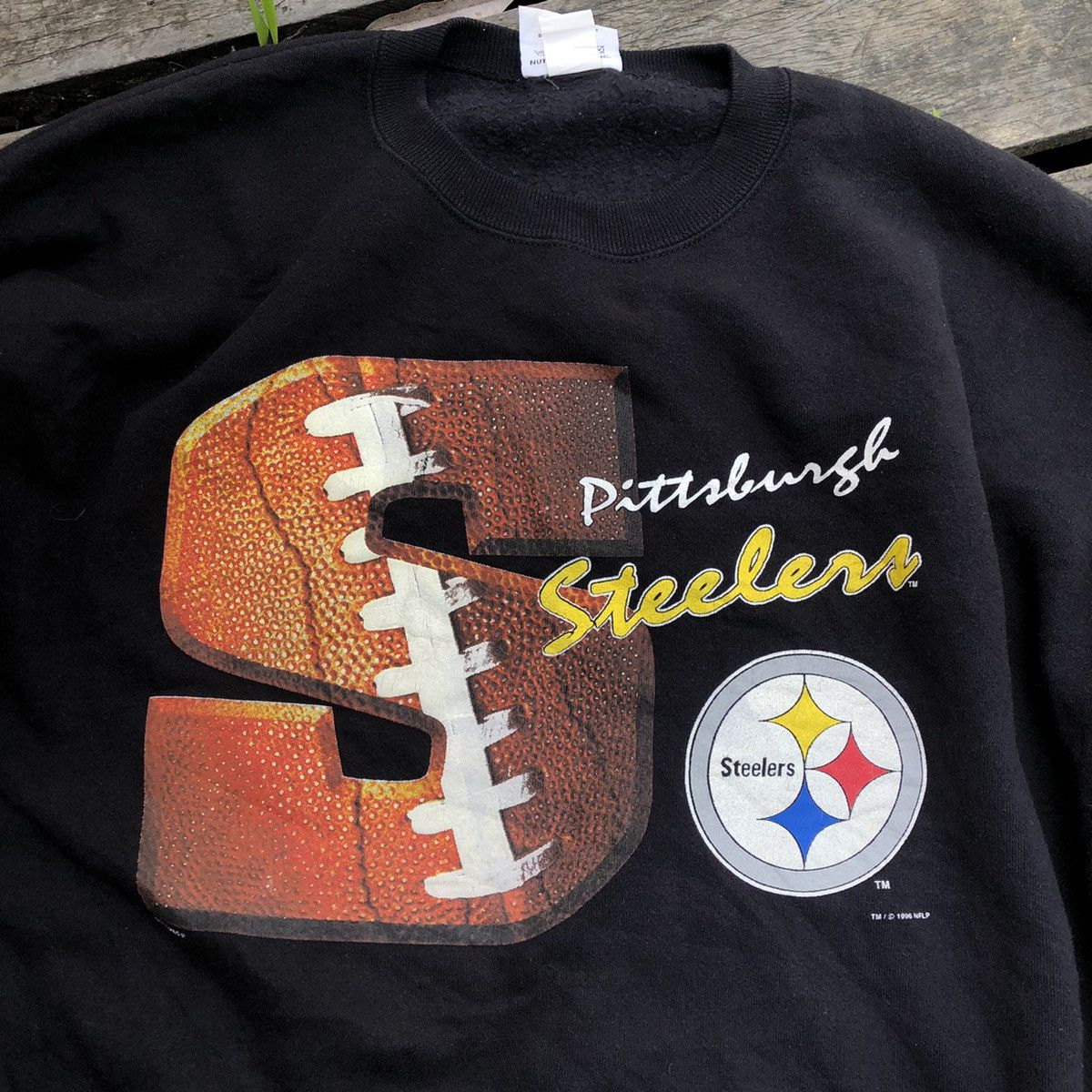 Nutmeg Steelers CN Sweatshirt Black vintage 90's Size US XXL / EU 58 / 5 - 2 Thumbnail