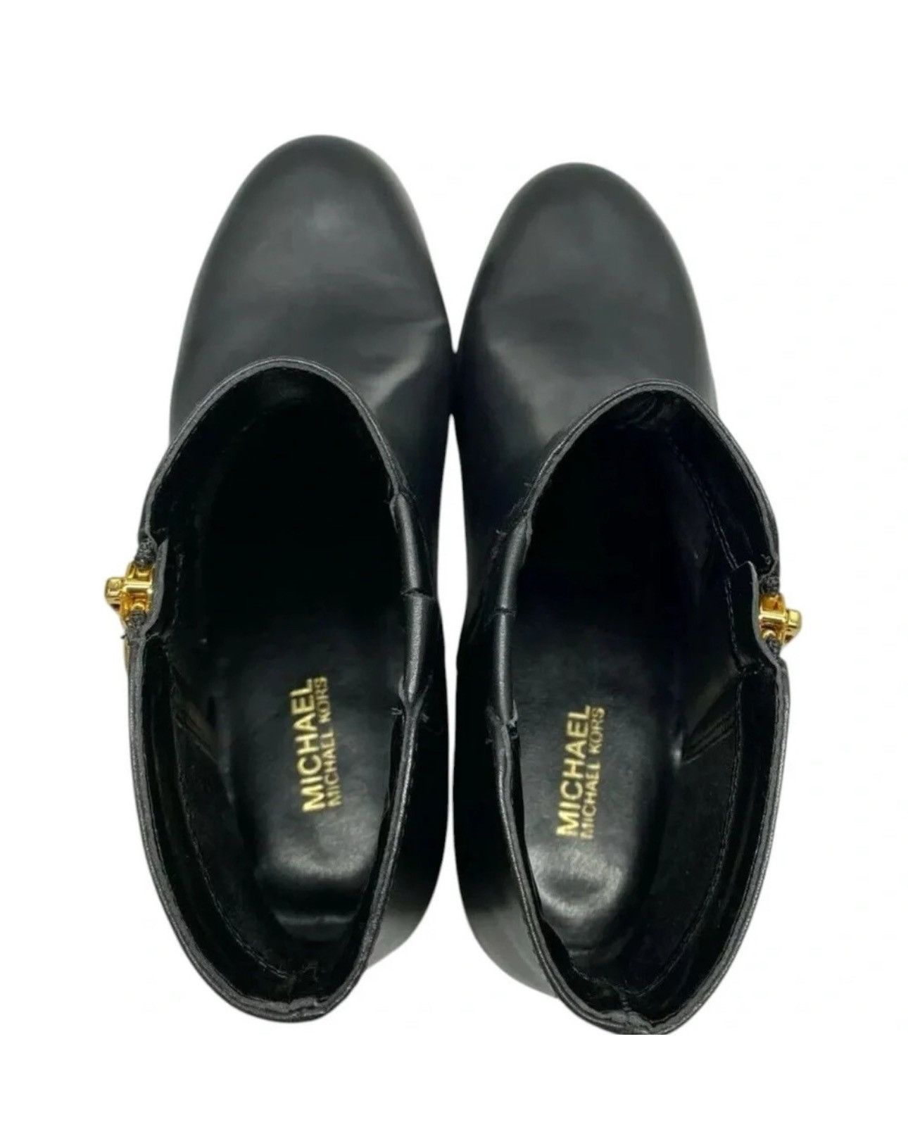 Designer × Michael Kors Michael Kors Lainey Leather Ankle Bootie BLACK SZ 5.5 MK Size US 5.5 / IT 35.5 - 4 Thumbnail