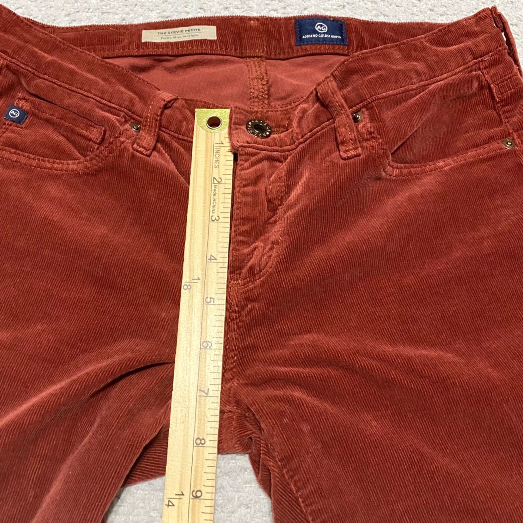 Vintage VINTAGE AG Adriano Goldschmied Womens Jeans 27P Stevie Slim Straight Red Corduroy 5-Pocket Design Mens? Size 27" / US 4 / IT 40 - 4 Thumbnail