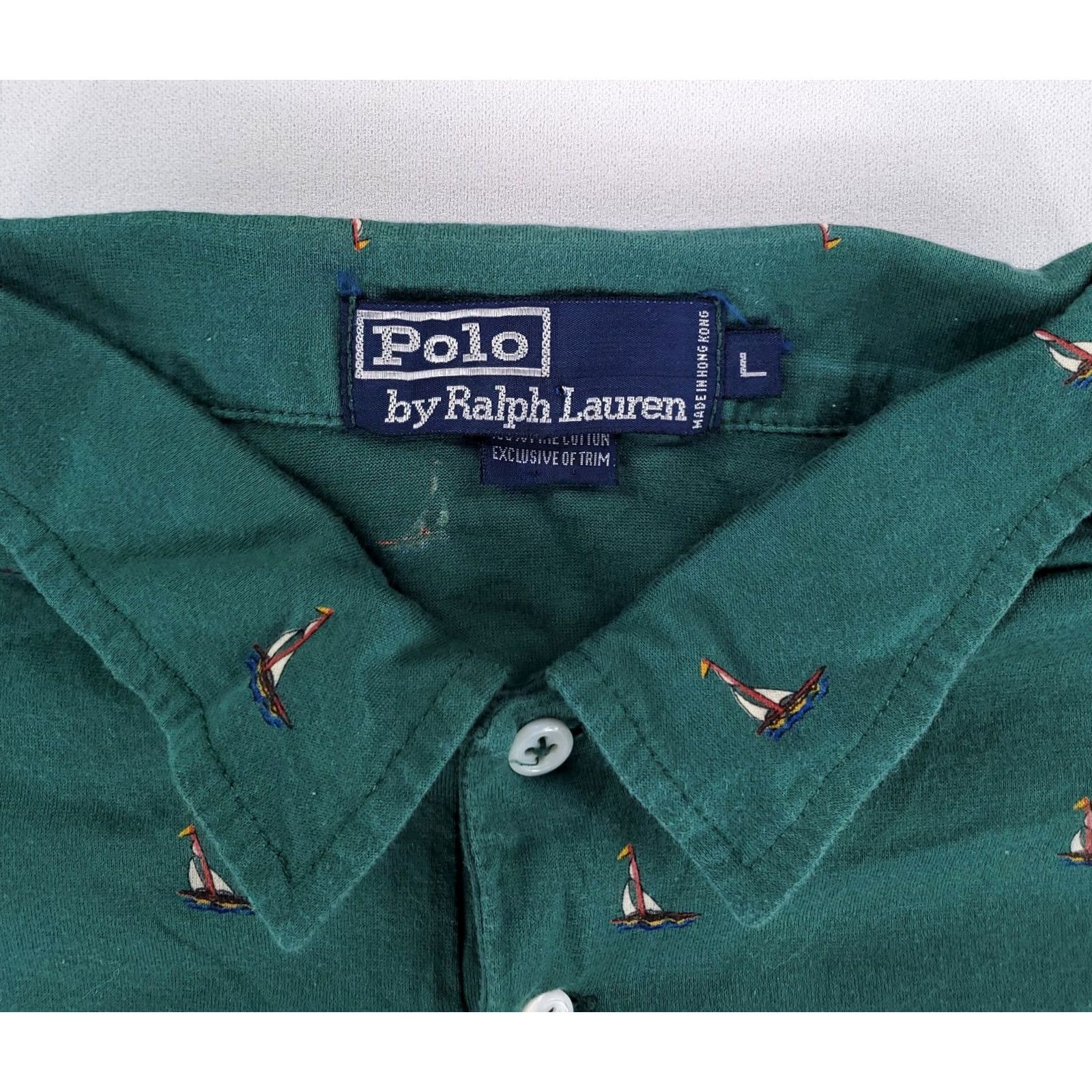 Polo Ralph Lauren Polo Ralph Lauren Polo Shirt AOP Allover Print Sailboats Green Mens L Size US L / EU 52-54 / 3 - 2 Thumbnail