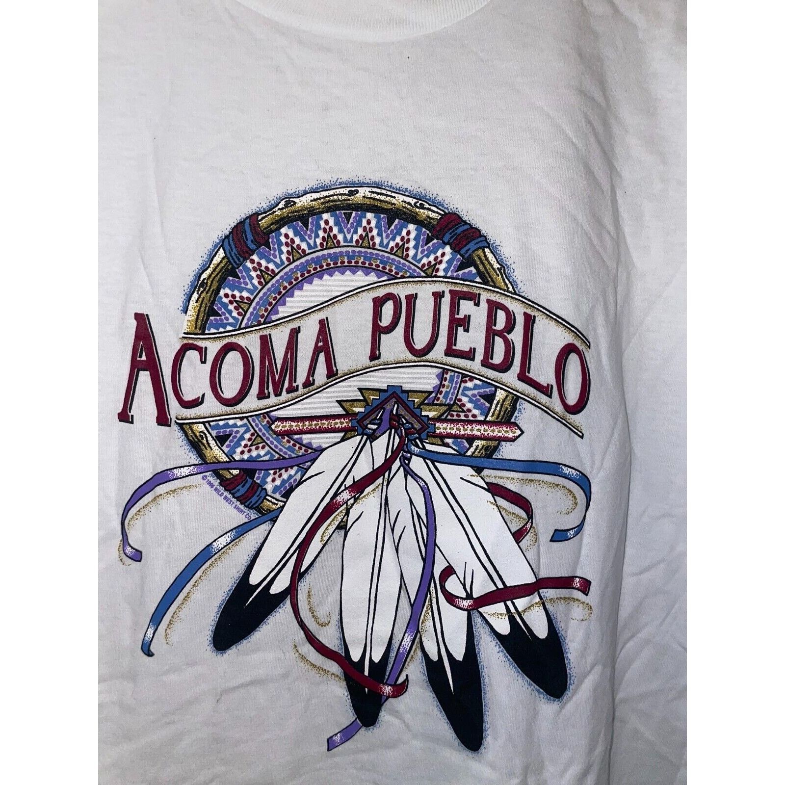 Jerzees Vintage New Mexico Shirt Acoma Pueblo Tribal Print White Tee Size US XL / EU 56 / 4 - 2 Thumbnail