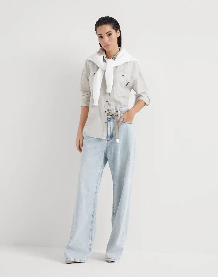 Brunello Cucinelli o1w1db10825 Blouse in Open Grey Size S / US 4 / IT 40 - 4 Thumbnail