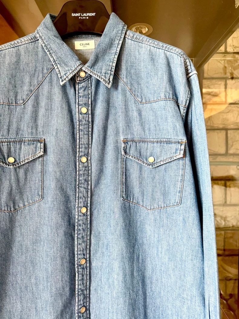 Celine celine 20ss Light Blue Denim Shirt 2506-Nextarrow Size US XXL / EU 58 / 5 - 2 Thumbnail