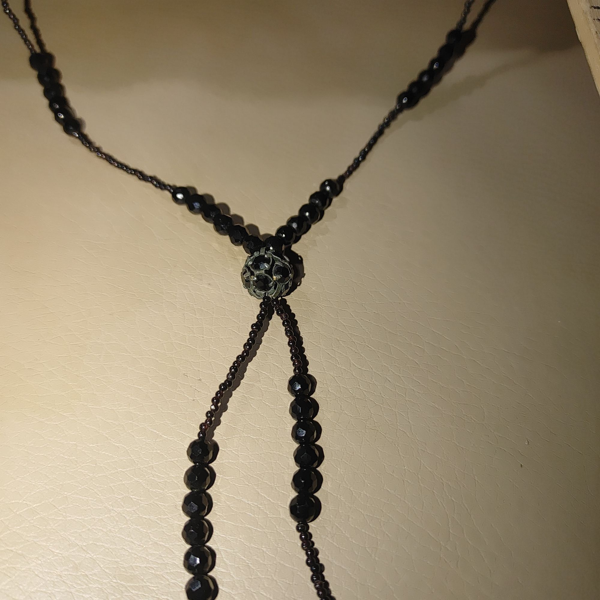 Other 925 Tassels Black Faceted Beaded Necklace Mourning Vintage V Size ONE SIZE - 11 Thumbnail