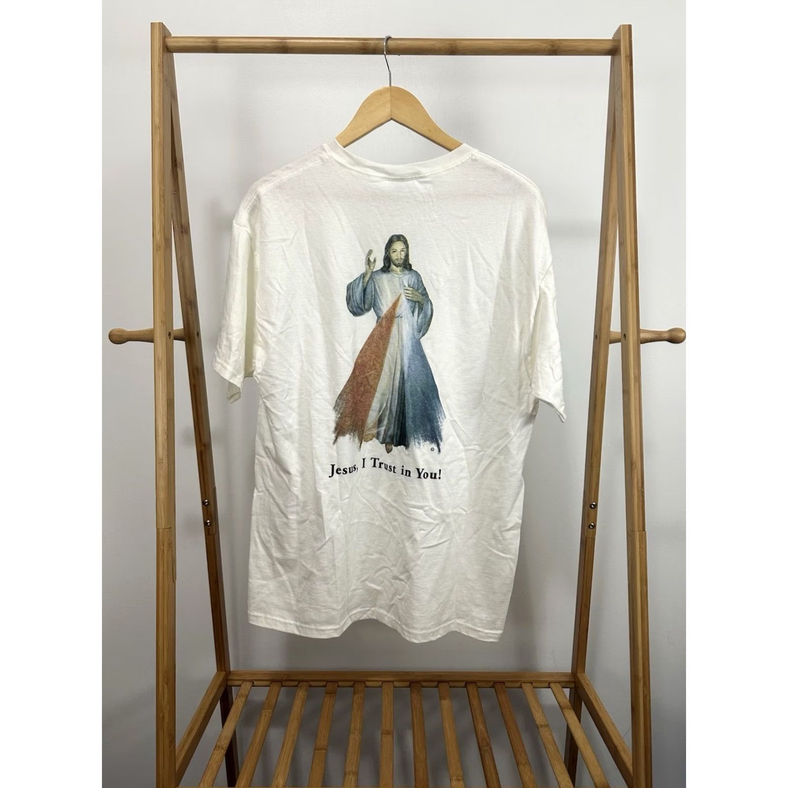 Hanes VTG Jesus I Trust In You Double Sided T-Shirt Men L White Nike Shirts Size US L / EU 52-54 / 3 - 2 Thumbnail