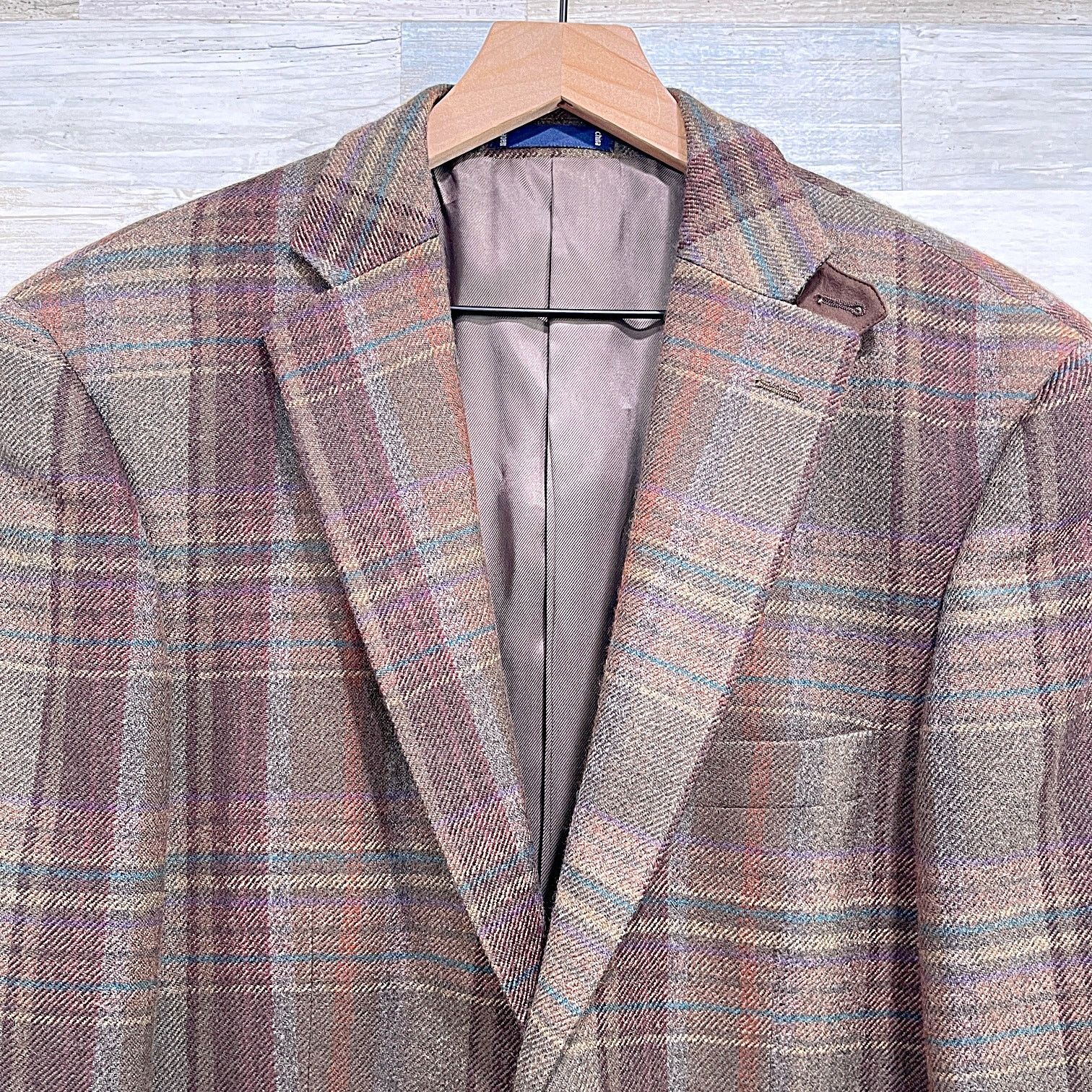 Paul Fredrick Paul Fredrick Wool Donegal Tweed Sport Coat Brown Plaid41R Size 40R - 2 Thumbnail