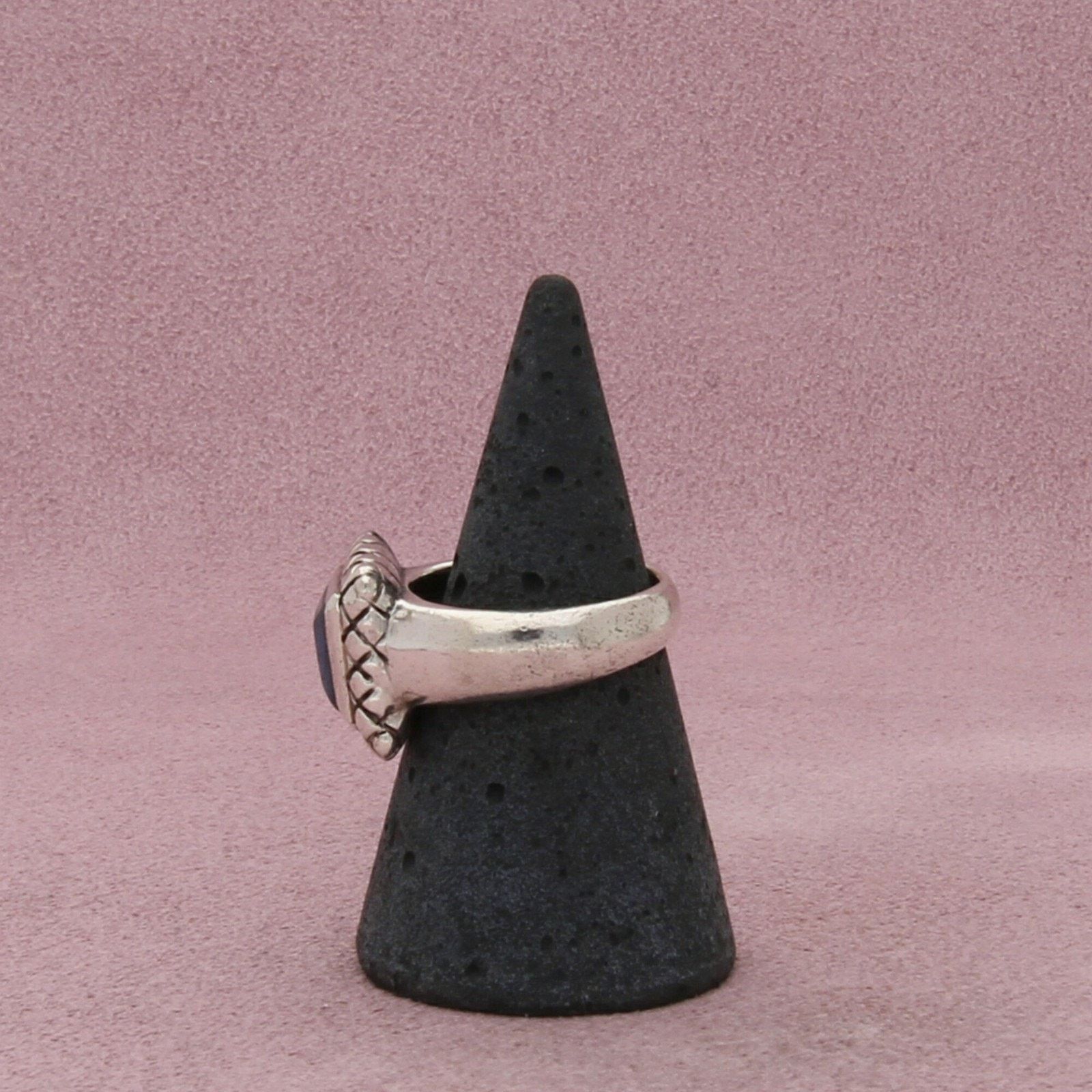 Sterling Silver sterling silver quilted lapis lazuli square ring size 6.75 Size ONE SIZE - 4 Thumbnail