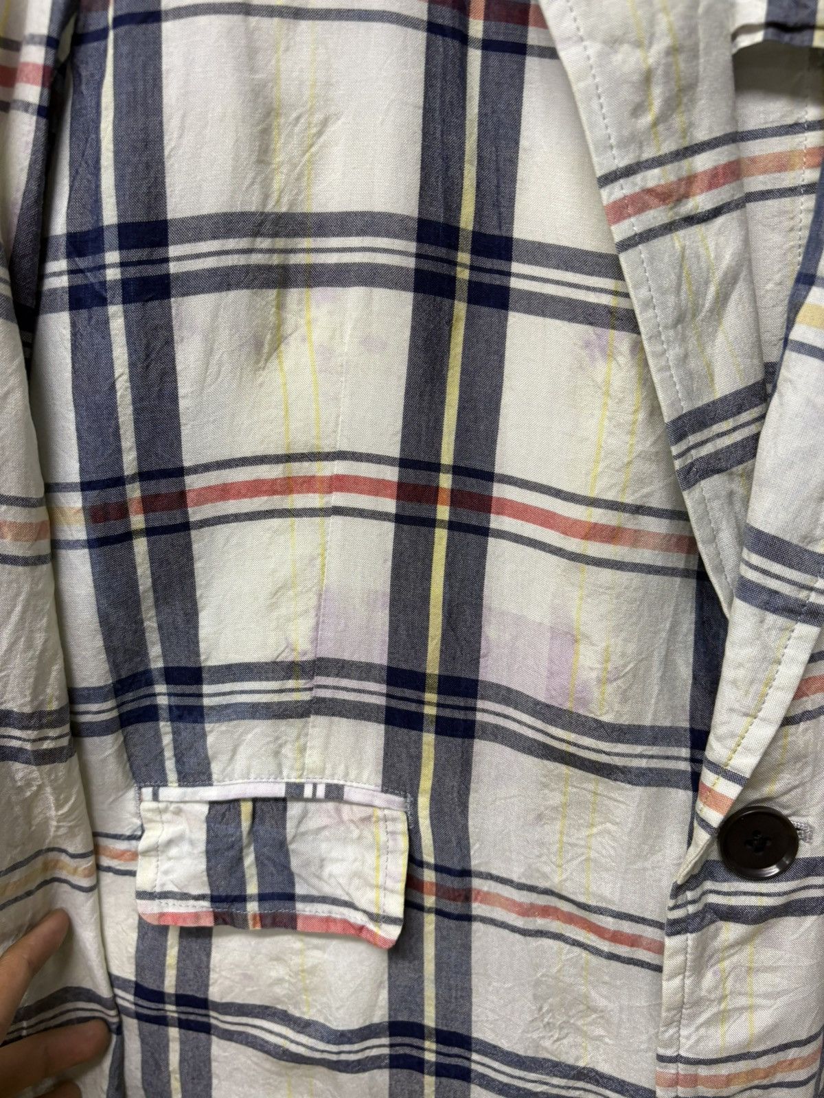 Yohji Yamamoto Vintage Rayon Yohji Yamamoto Ys Blazer Plaid Patchwork Size 50R - 15 Thumbnail