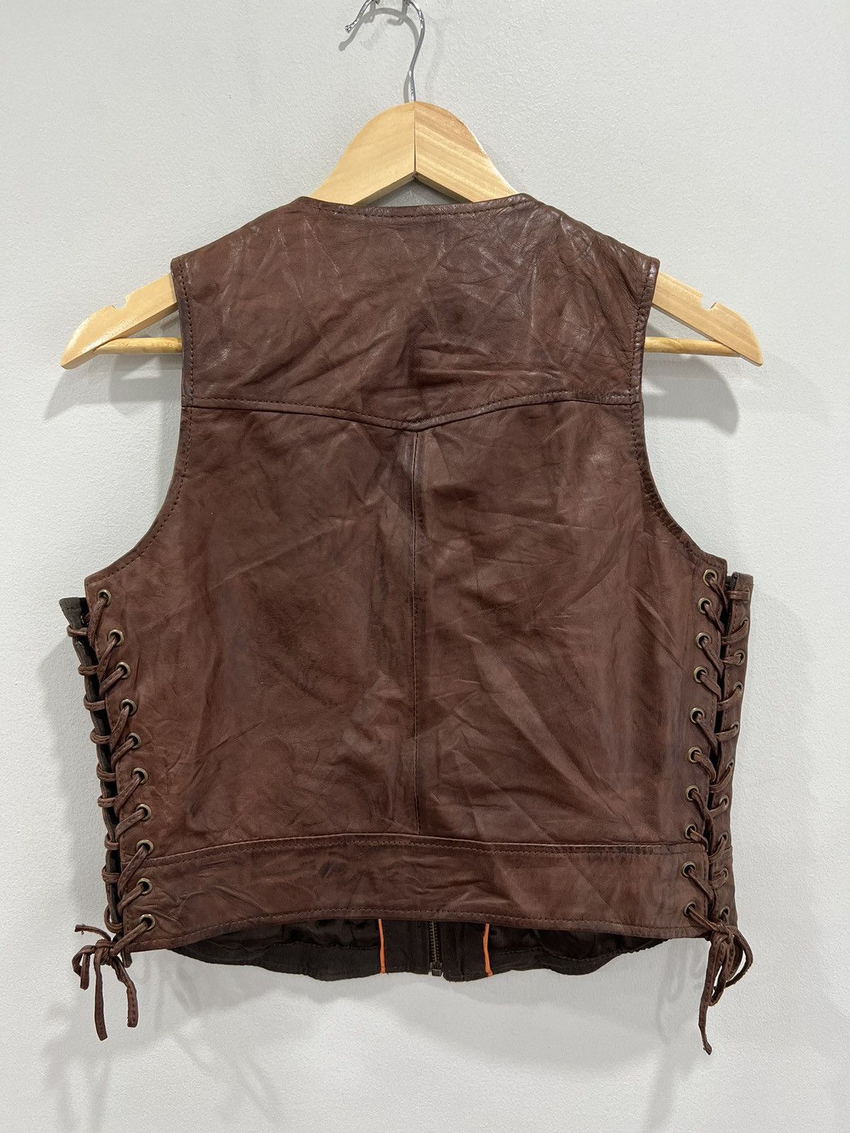 Vintage Vintage Womens Leather Vest cropped fringe tassel jacket Size L / US 10 / IT 46 - 2 Thumbnail