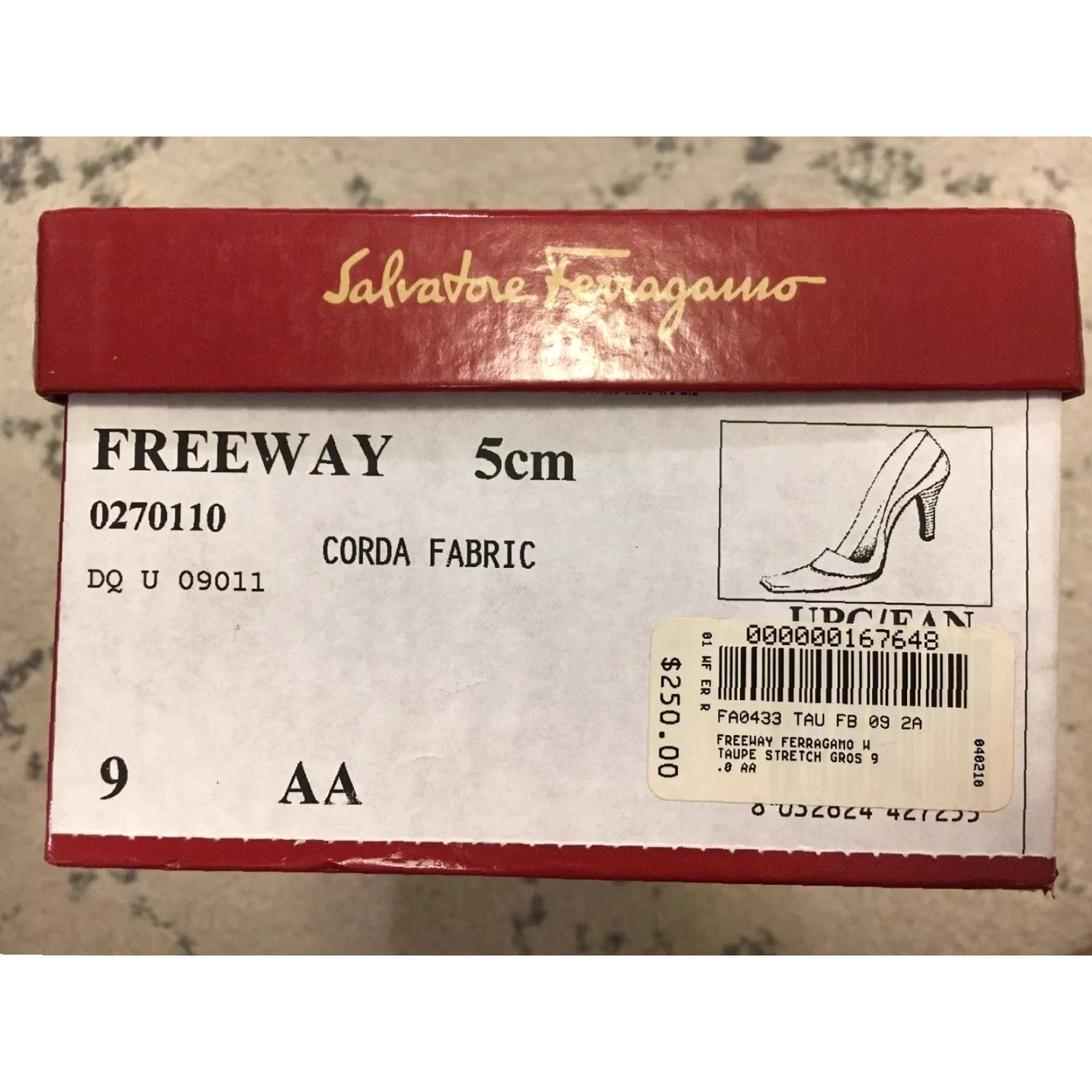 Salvatore Ferragamo Pump Women AA Narrow 9 Brown Taupe Freeway 5cm Corda Fabric NIB Shoes 9AA Narrow Mens?