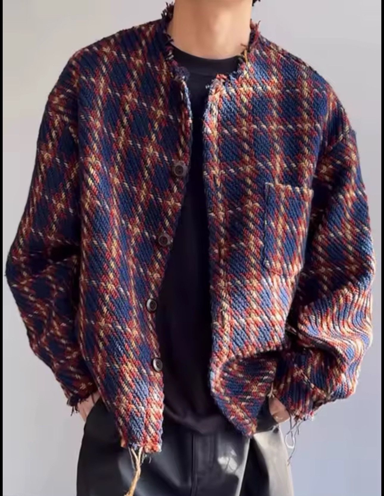 Other Vintage Retro Plaid Tassel Woolen Loose Jacket Size US XL / EU 56 / 4 - 7 Thumbnail