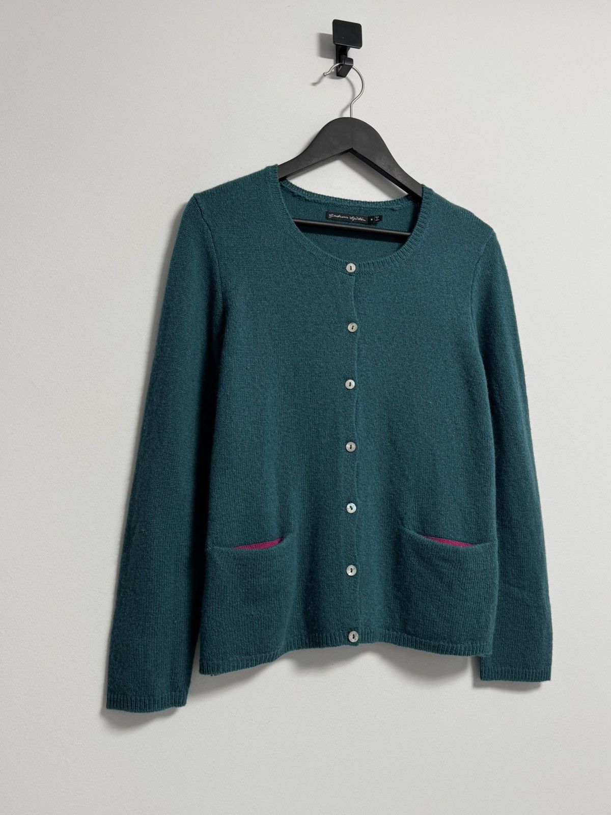 Gudrun Sjoden Gudrun Sjoden Cardigan Knit Sweater Wool Green Pink Pocket M Size M / US 6-8 / IT 42-44 - 9 Thumbnail