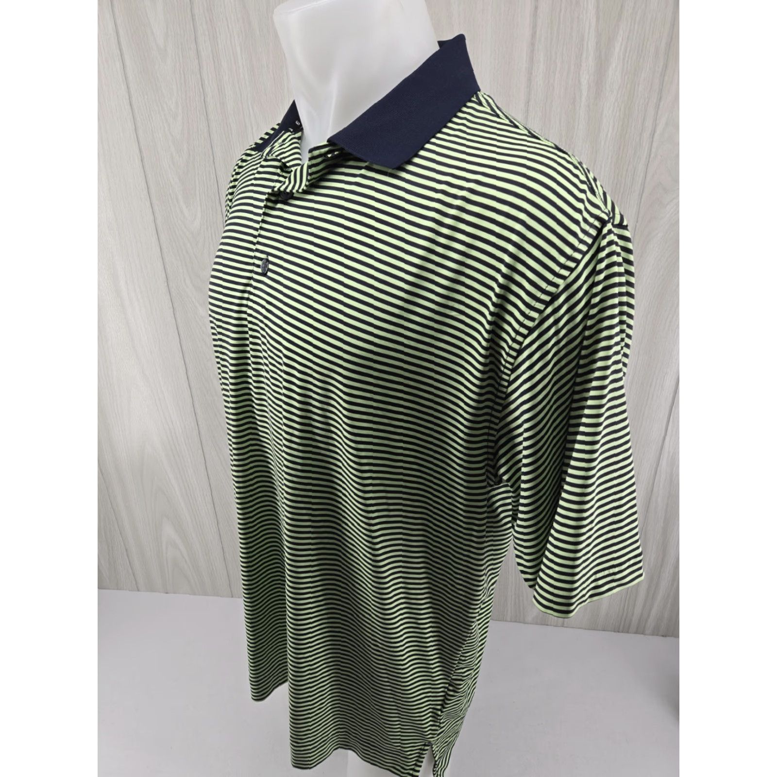 Footjoy FootJoy Polo Mens L Green Black Striped Golf Collared Short Sleeve Button Shirt Size US L / EU 52-54 / 3 - 4 Thumbnail
