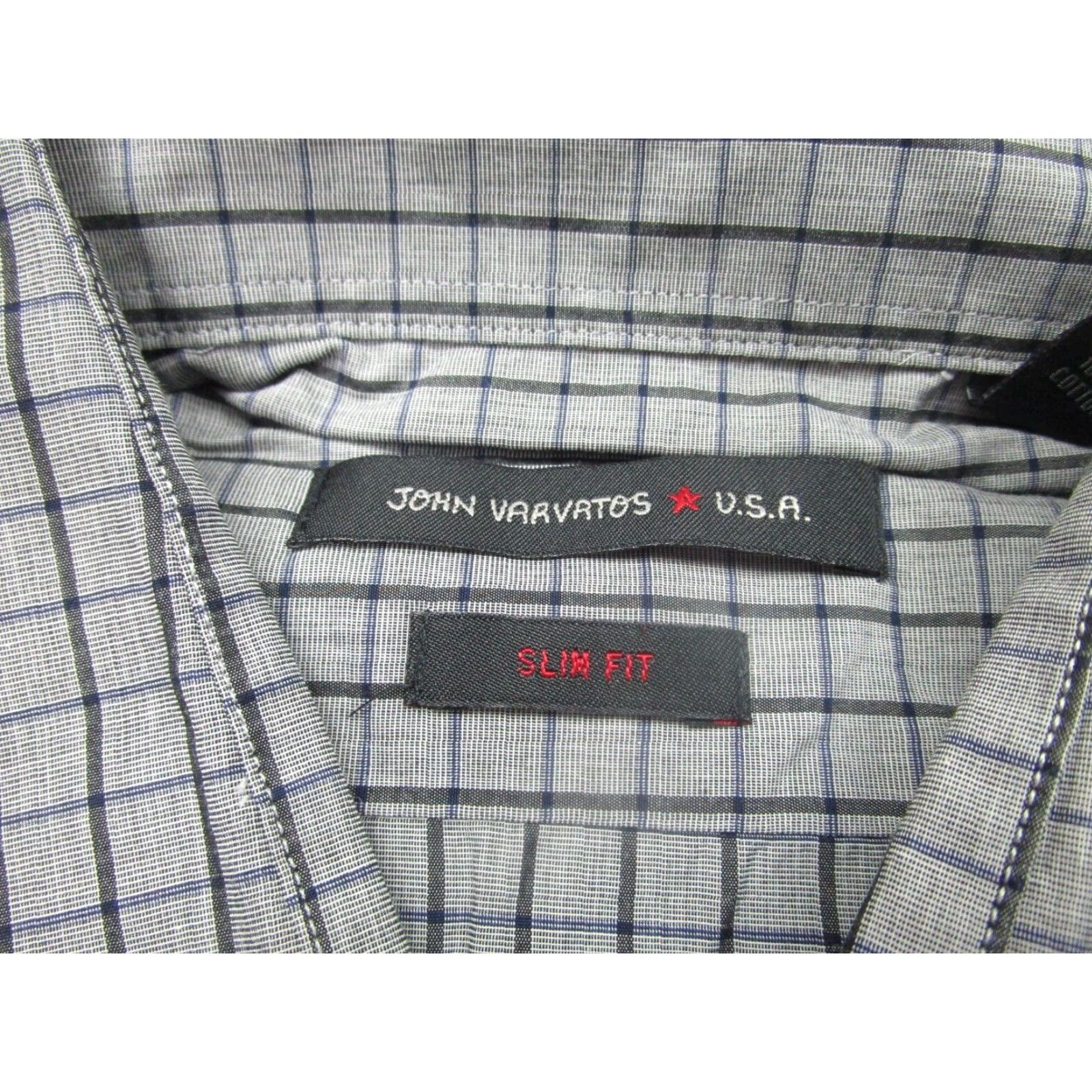 John Varvatos John Varvatos Slim Fit Button-Up Shirt Men 15.5 Gray Plaid Casual Work Size US M / EU 48-50 / 2 - 5 Thumbnail