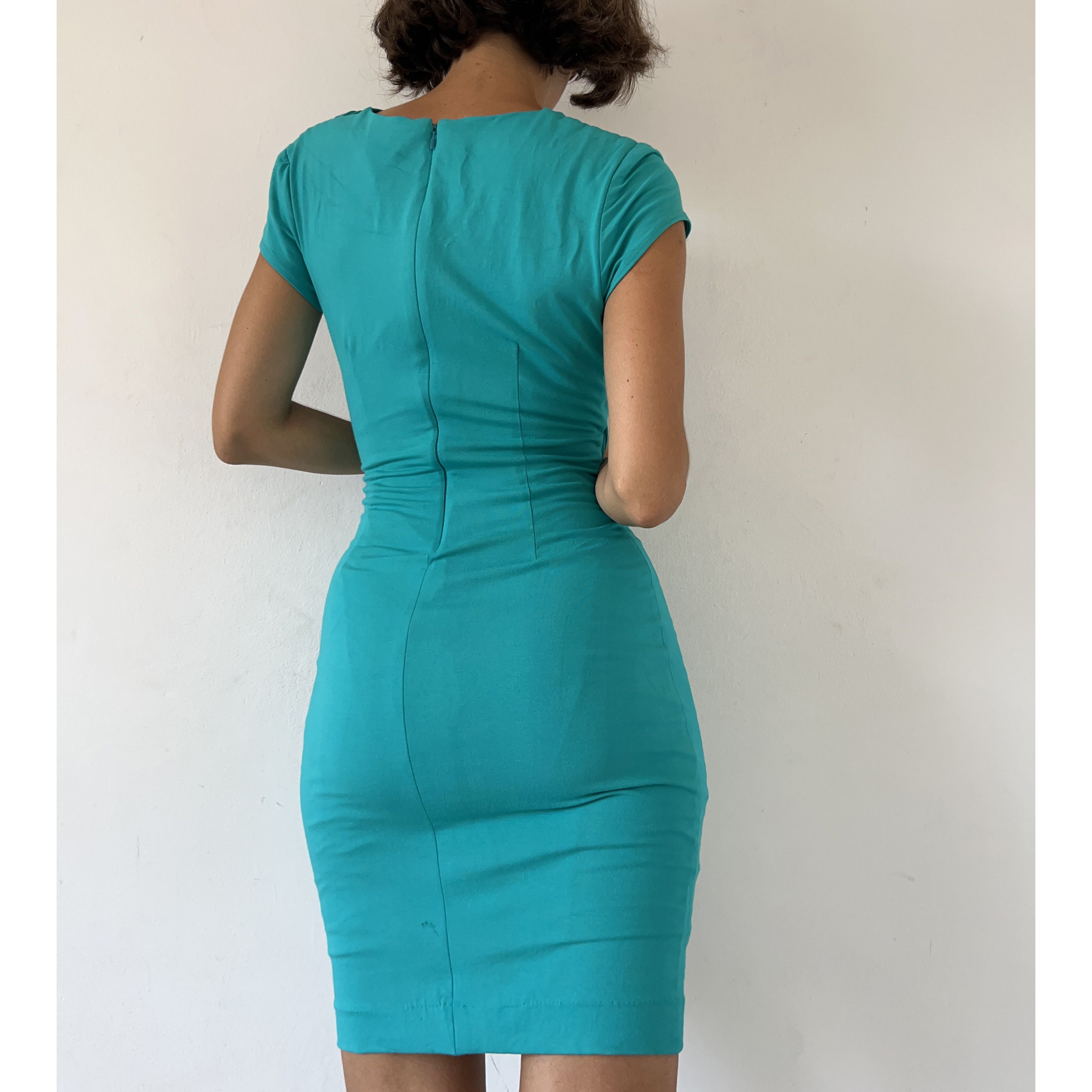 Vintage Vintage 90s CACHE Turquoise Knit Dress Size S / US 4 / IT 40 - 2 Thumbnail