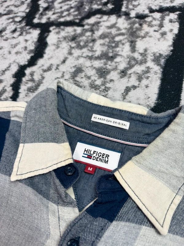 Tommy Hilfiger Tommy Hilfiger Cream Navy Blue Checked Flannel Shirt M Size US M / EU 48-50 / 2 - 5 Thumbnail