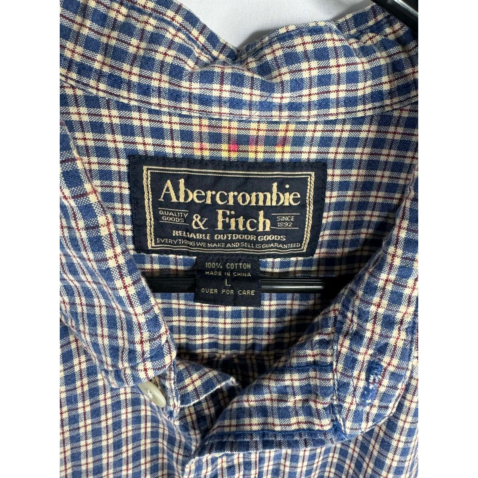 Abercrombie & Fitch Abercrombie Fitch Men's Button Shirt size L Checked Blue Y2K Size US L / EU 52-54 / 3 - 4 Thumbnail