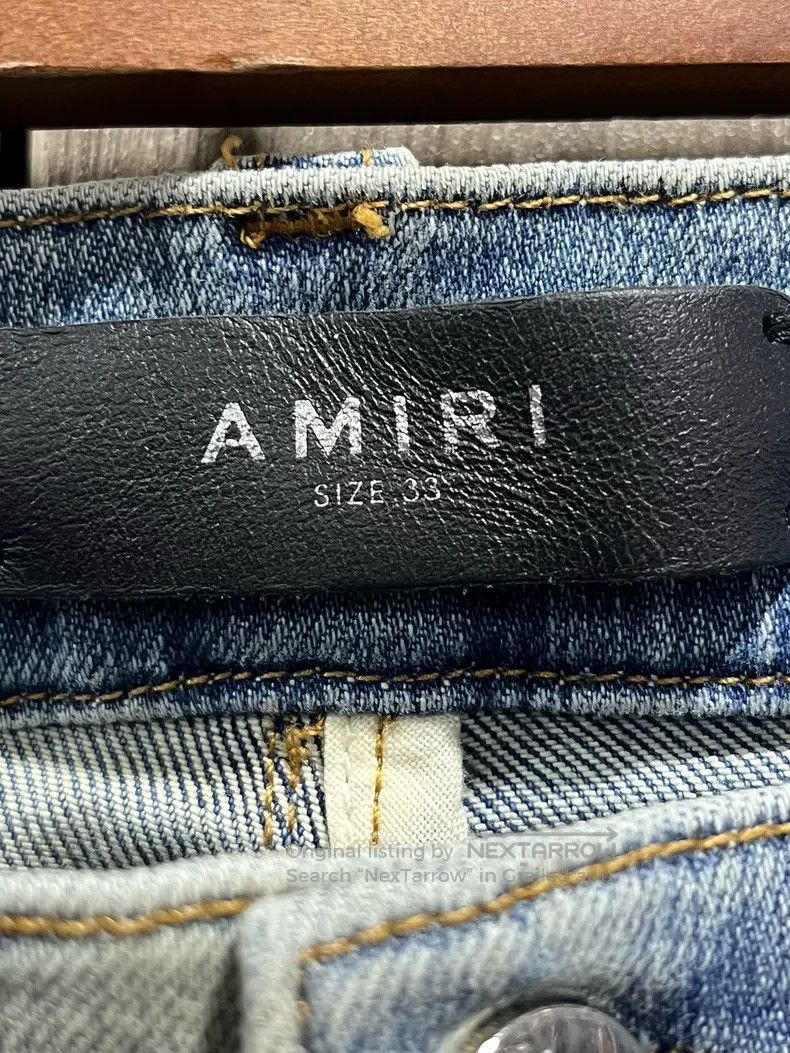 Amiri Amiri Size 33 Cashew flower checkerboard patchwork blue cat Size US 33 - 2 Thumbnail
