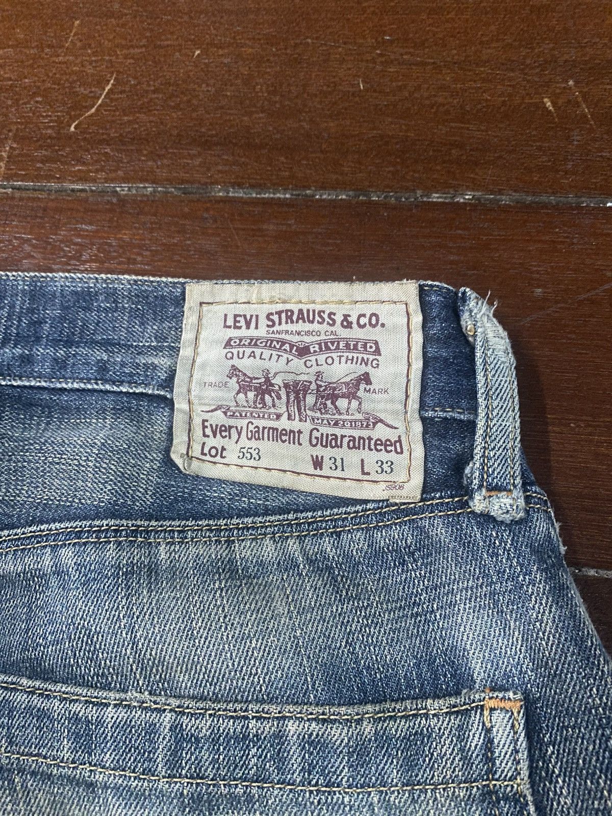Levi's Rare Levi’s 553 Fade Denim mud wash distressed selvedge Size US 33 - 18 Thumbnail
