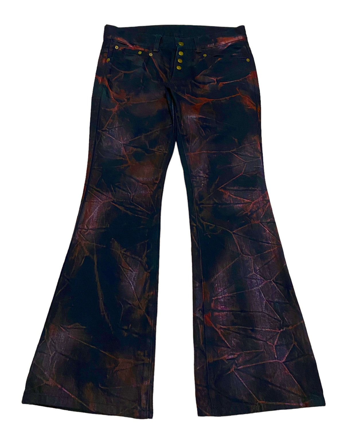 If Six Was Nine Rare Design Vintage Tornado Mart Waxed Flared Jeans