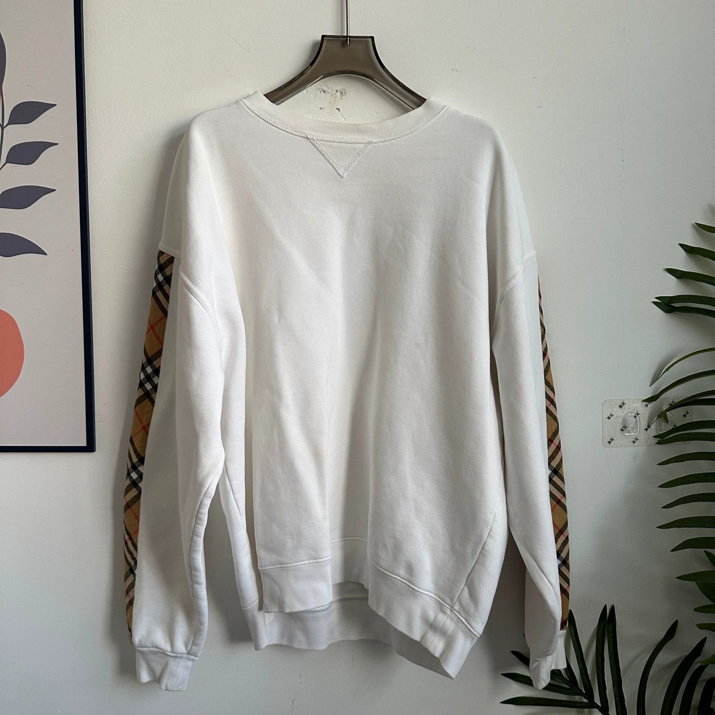 Burberry Burberry White Check Panel Sweatshirt S Size US S / EU 44-46 / 1 - 1 Thumbnail